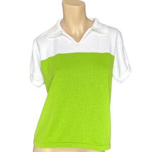 VTG Gap Sweater Polo Short Sleeve Size L Boxy Colorblock Collar 90s Preppy Y2K